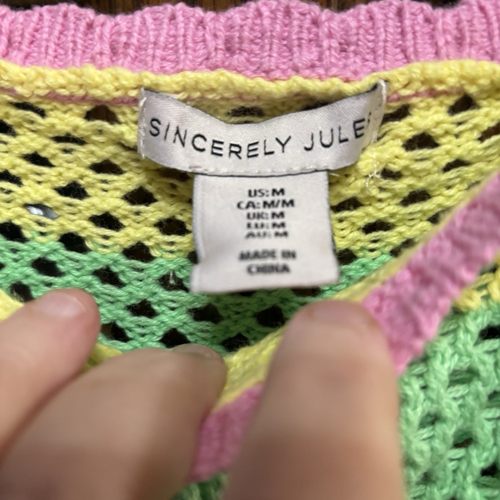 Sincerely, Jules Women's Boho Crochet Cropped Sweater Long Sleeves, Y2K Festival - Picture 2 of 8